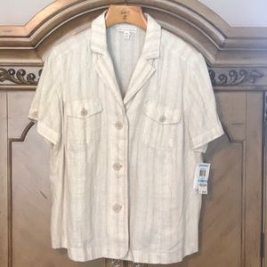 Plus size cargo style linen top. SS. NWT.